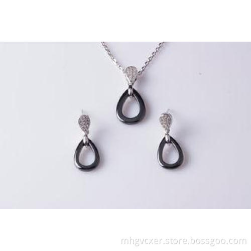Stud Earrings And Necklaces 925 Sterling Silver Jewelry Set